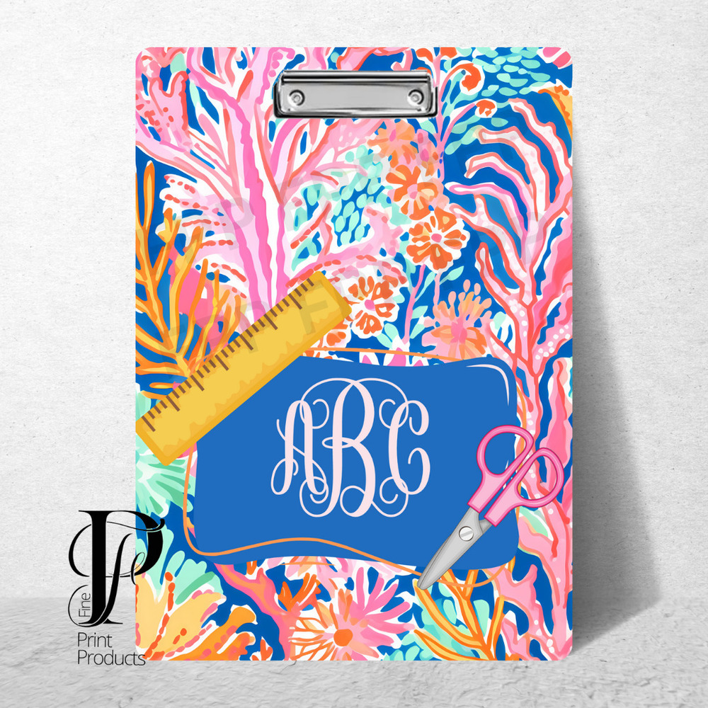 Preppy Sea Monogram Custom Personalized Clipboard Lily Pitzer Style